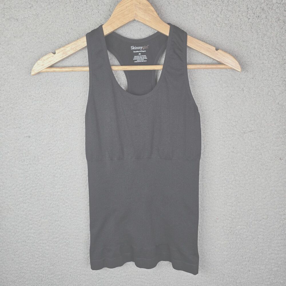 Skinnygirl Women Tank Top M Black Smoothers Shapers Shapewear Seamless Racerback